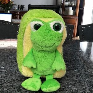Adorable fuzzy frog backpack/rolling case